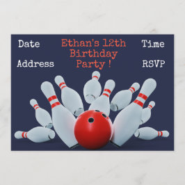 Bowla den tonårs- pojkefödelsedagsfesten inbjudningar