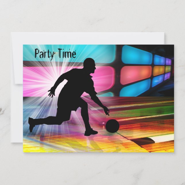 Bowla i en neongrändinbjudan inbjudningar (Framsida)