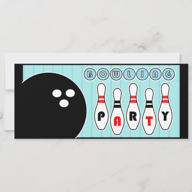 Bowla partyet klämmer fast vintageinbjudan inbjudningar (Framsida)