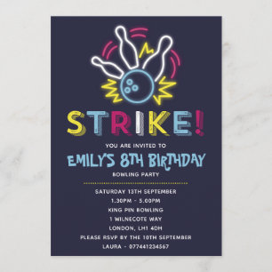 Bowla partyfödelsedaginbjudningar inbjudningar