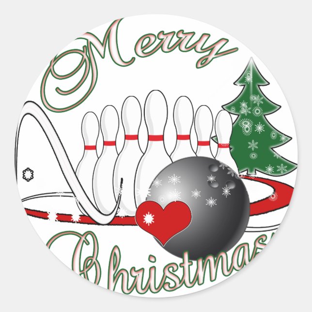 BOWLAREARE/BOWLING GOD JUL RUNT KLISTERMÄRKE (Framsida)