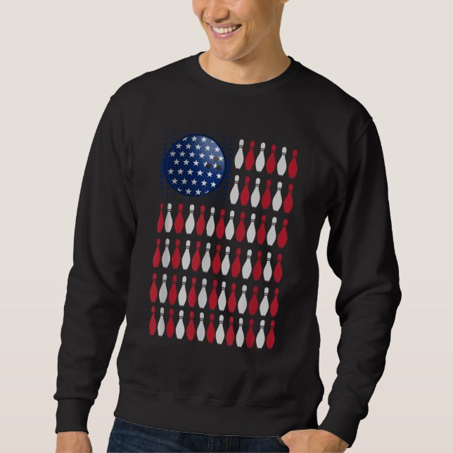 Bowlareare gåvor från amerikanska Flagga Bowling t Lång Ärmad Tröja (Framsida)