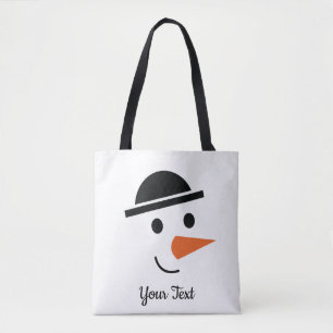 Bowlareare-hatad Snögubbe Ansikte Design Tote Bag Tygkasse
