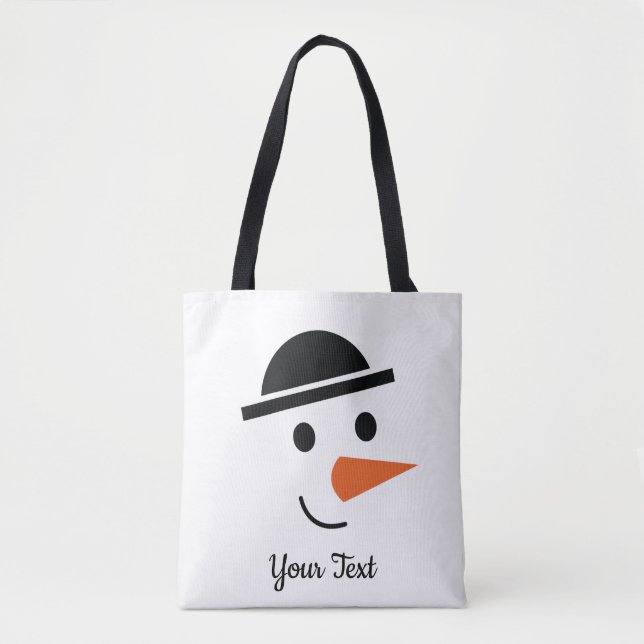 Bowlareare-hatad Snögubbe Ansikte Design Tote Bag Tygkasse (Framsida)