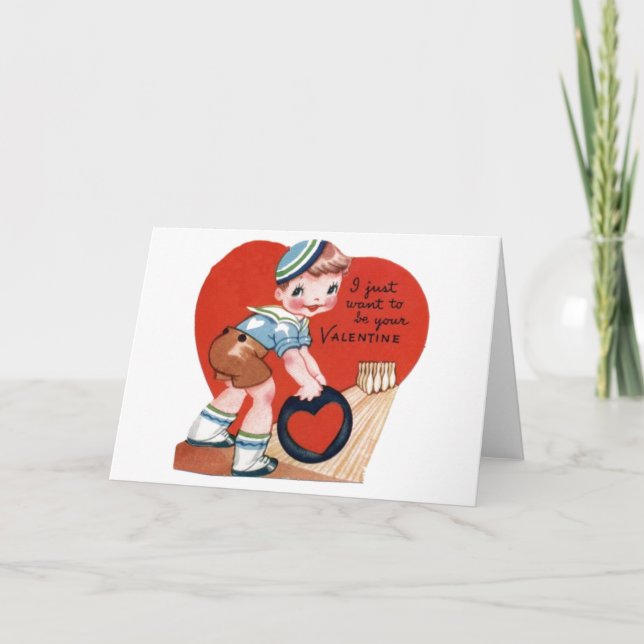 Bowlareare kort för Retro Valentine Day Card (Framsida)