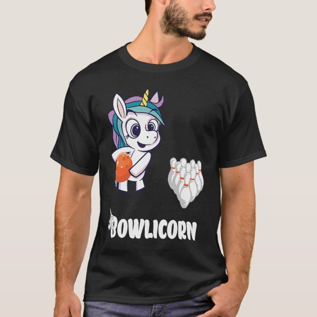 Bowler Bowling Unicorn Strike Bowling Pin Bowling  T Shirt (Framsida)