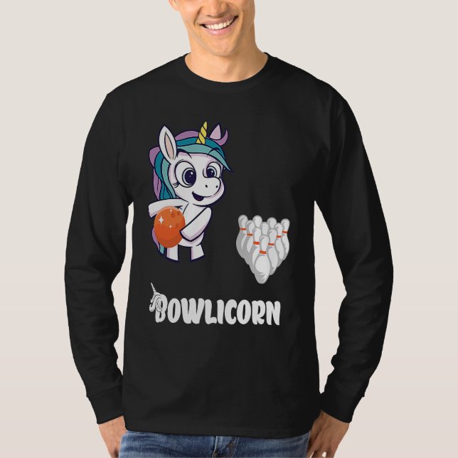 Bowler Bowling Unicorn Strike Bowling Pin Bowling  T Shirt (Framsida)