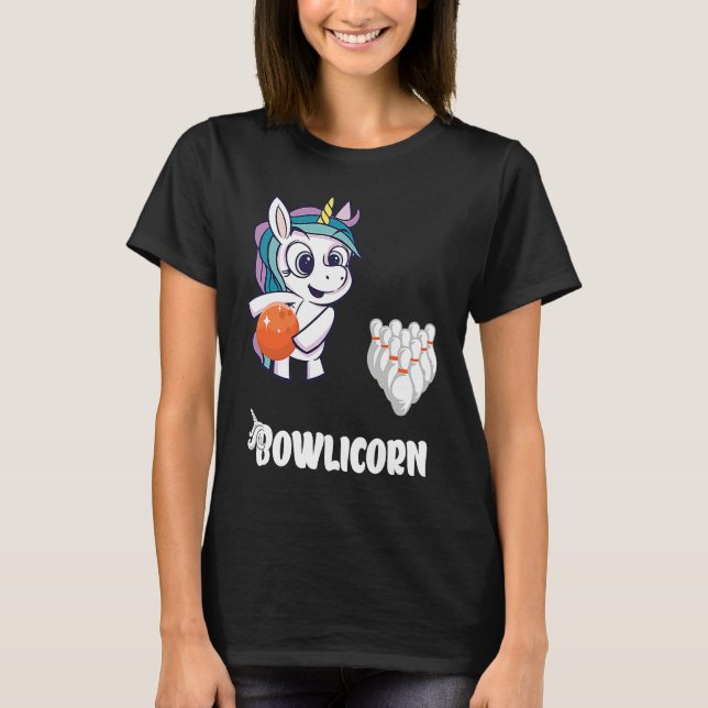 Bowler Bowling Unicorn Strike Bowling Pin Bowling  T Shirt (Framsida)