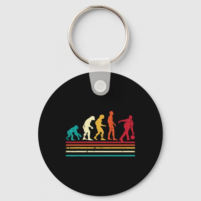 Bowler Evolution Retro Bowlingslag Men Kvinnor Bar Nyckelring (Framsida)