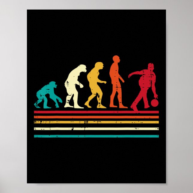 Bowler Evolution Retro Bowlingslag Men Kvinnor Bar Poster (Framsidan)