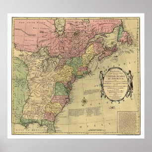 Bowles Karta i Amerika 1784 Poster