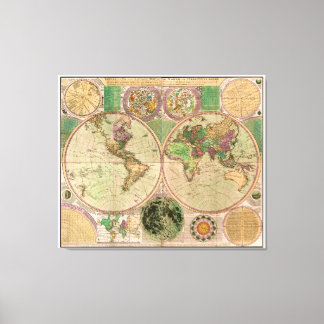 BOWLES New & Accurate Karta of the World by Dialin Canvastryck