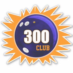 Bowling 300 Klubb, Blue Bowling Ball & Orange Viny Klistermärken