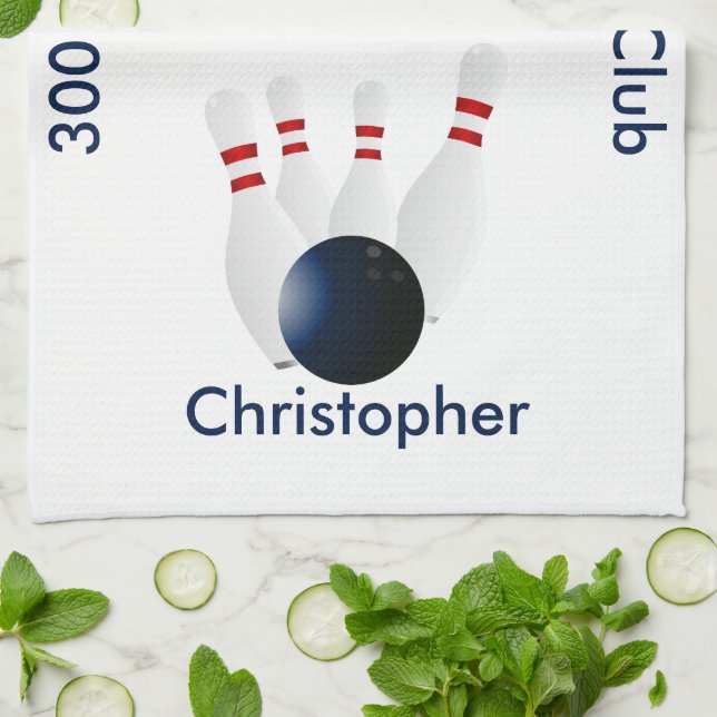 Bowling 300 Klubbars Personlig Kökshandduk (Vikta)