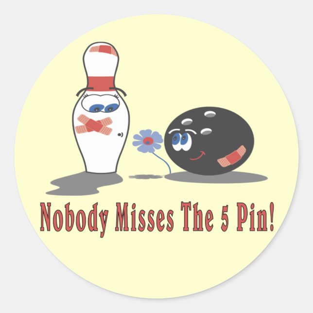 Bowling 5 Pin Runt Klistermärke (Framsida)