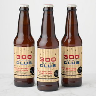 Bowling Alley Promotional 300 Game Milestone Beer Ölflaska Etikett
