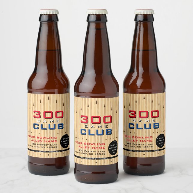 Bowling Alley Promotional 300 Game Milestone Beer Ölflaska Etikett (Flaskor)