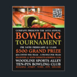 Bowling Alley Scene, Ten-Pin Bowling Tournament Flygblad<br><div class="desc">Bowling Alley Scene,  Ten-Pin Bowling Tournament Advertising Flyers från Affärskortet Store.</div>