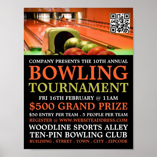 Bowling Alley Scene, Ten-Pin Bowling Tournament Poster (Framsidan)