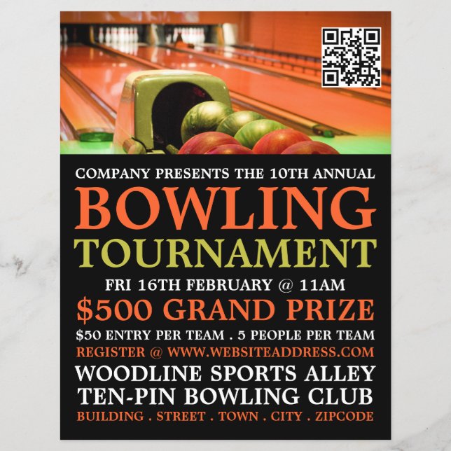 Bowling Alley Scene, Ten-Pin Bowling Tournament Reklamblad (Framsidan)