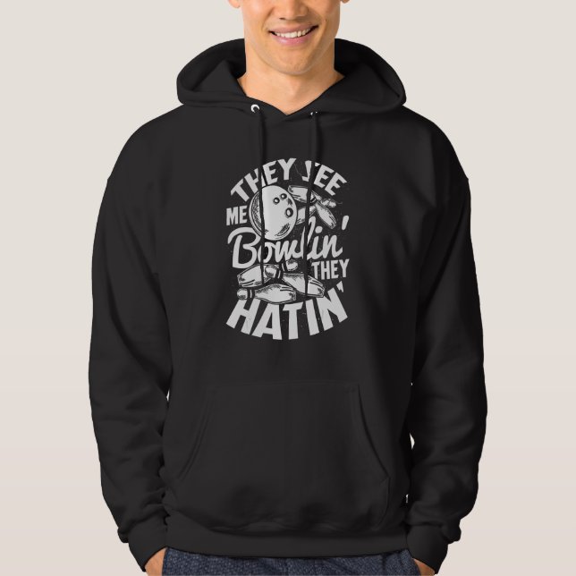 Bowling Alley Stift Spare Strejka Hoodie (Framsida)