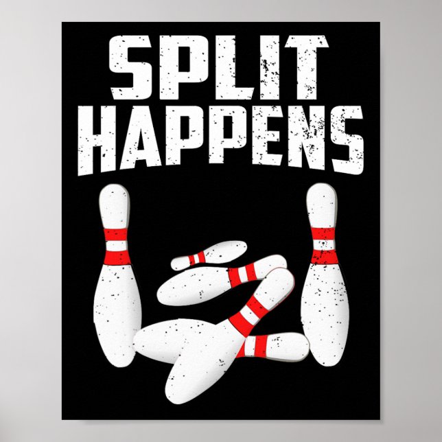 Bowling Älskare Shirt Split sker Manar Women Kids Poster (Framsidan)