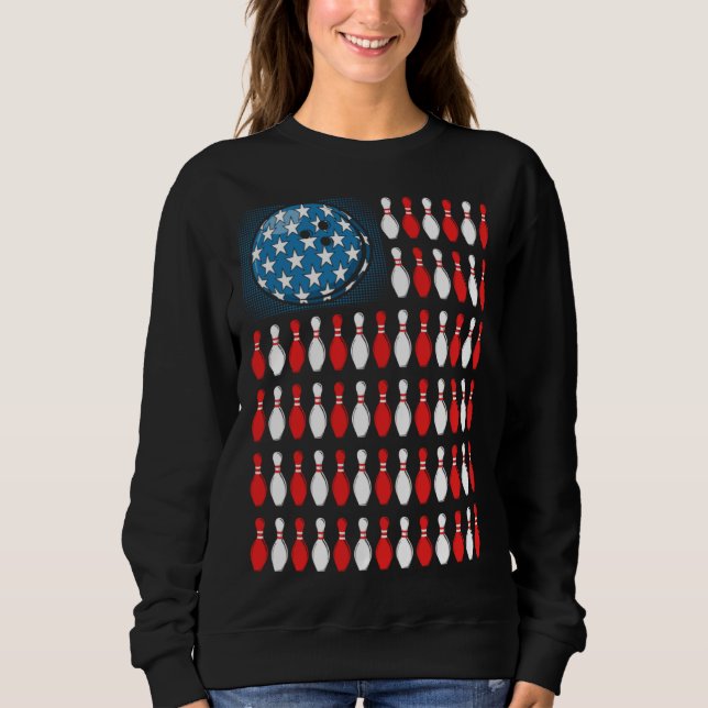 Bowling America Flag  Bowling Players &  Costume T Shirt (Framsida)