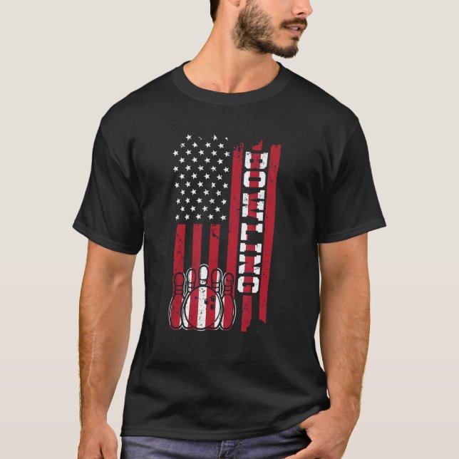 bowling america flagga cone skittles bowling t shirt (Framsida)
