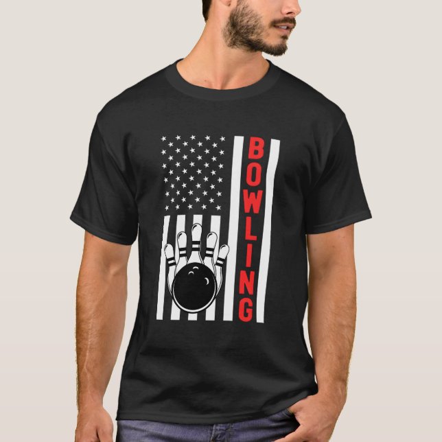 Bowling American Flagga Patriotic Bowlareare Bowli T Shirt (Framsida)