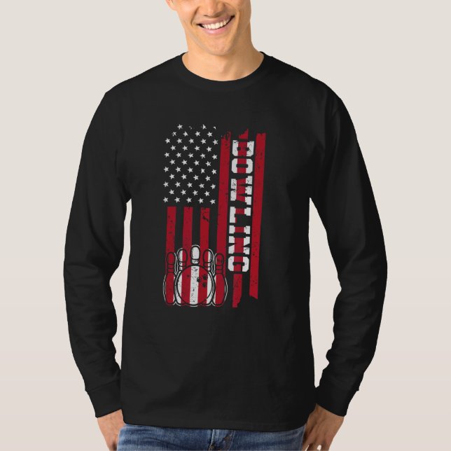 bowling amerika flagga  kon käglor bowling t shirt (Framsida)