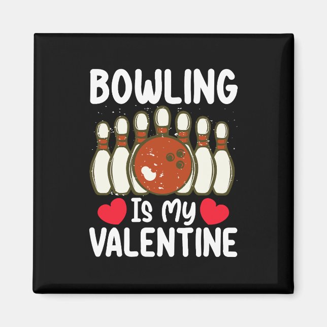 Bowling är min Alla hjärtans dags kärlekshjärta Magnet (Framsidan)