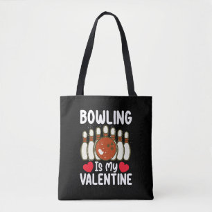 Bowling är min Alla hjärtans dags kärlekshjärta Tygkasse