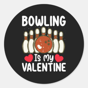 Bowling är mitt Alla hjärtans dag Kärlek hjärta Runt Klistermärke