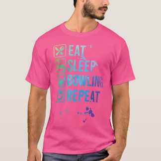 Bowling Äta Sova Upprepa Akvarell T Shirt