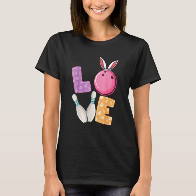 Bowling Ball Amp Stift Bunny Öron Egg Hunting East T Shirt (Framsida)