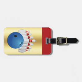 Bowling -- Ball and Pins personalize name/address Bagagebricka