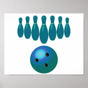 Bowling Ball and Stift Roligt Sports Poster