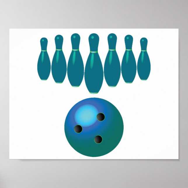 Bowling Ball and Stift Roligt Sports Poster (Framsidan)