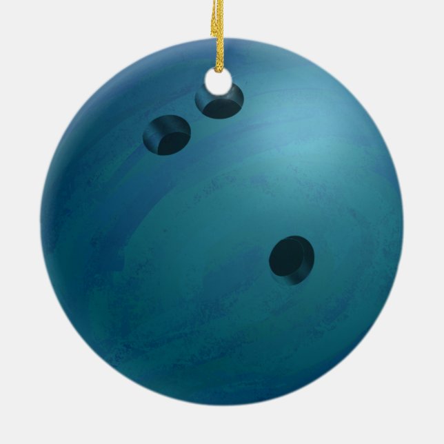 Bowling Ball Blue Julgransprydnad Keramik (Baksidan)