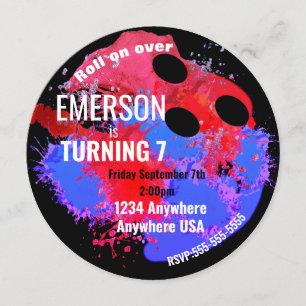 BOWLING BALL, bowling, födelsedagsfest av glöd Inbjudningar