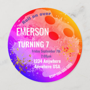 BOWLING BALL, bowling, Glow bowling födelseår Neon Inbjudningar