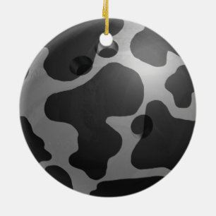 Bowling Ball Cow Grått Julgransprydnad Keramik