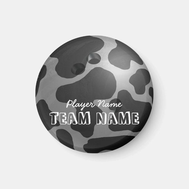Bowling Ball Cow Grått Magnet (Framsidan)