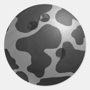 Bowling Ball Cow Grått Runt Klistermärke