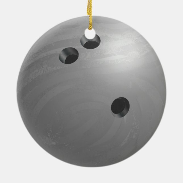 Bowling Ball Grått Julgransprydnad Keramik (Baksidan)