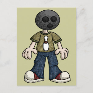Bowling Ball Head Vykort