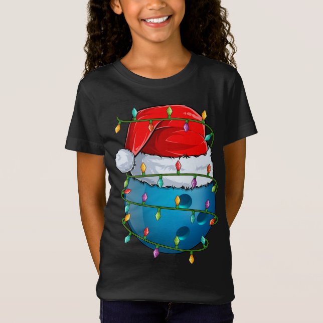 Bowling Ball Julafton Lighting Santa Hat Bowling B T Shirt (Framsida)