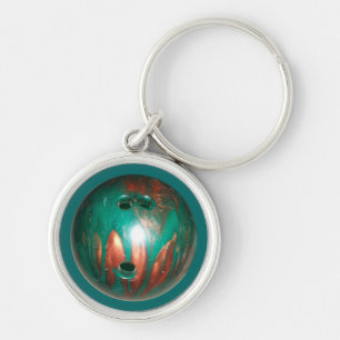Bowling Ball Keychain Rund Silverfärgad Nyckelring