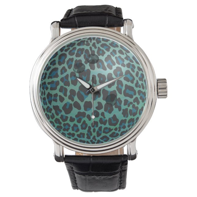 Bowling Ball Leopard Teal Armbandsur (Framsida)