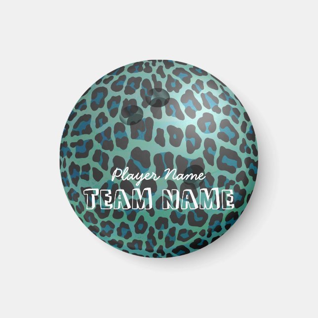 Bowling Ball Leopard Teal Magnet (Framsidan)